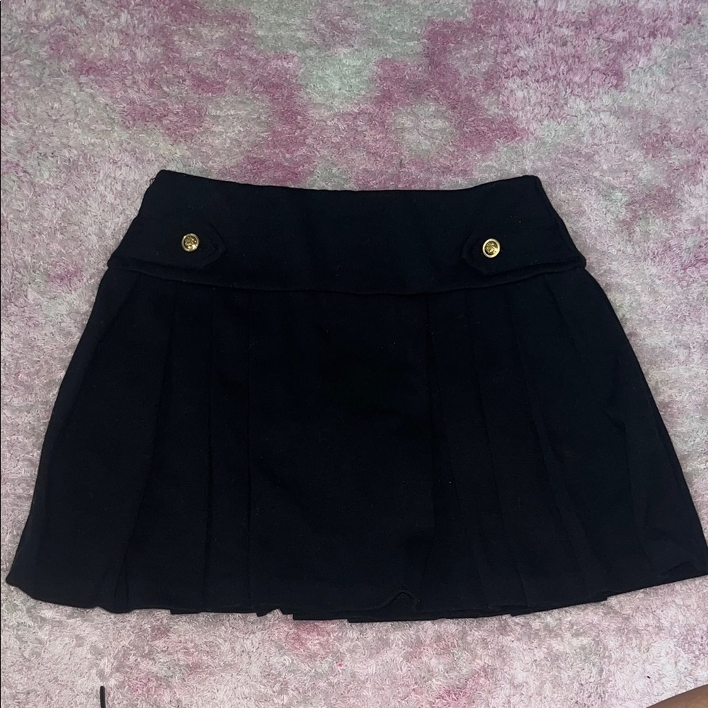 Ralph Lauren Black Skater Skirt with Gold Accents